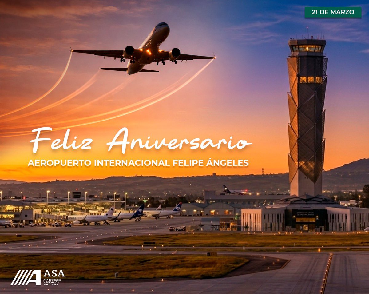 cmmerino's tweet photo. Celebramos el aniversario del @aifaaero infraestructura estratégica que fortalece la conectividad y el sistema aeroportuario nacional.
En @ASAMexico_mx reconocemos su aporte al desarrollo del sector aeronáutico. ✈️ ¡Enhorabuena! https://t.co/4oFR58FBmn