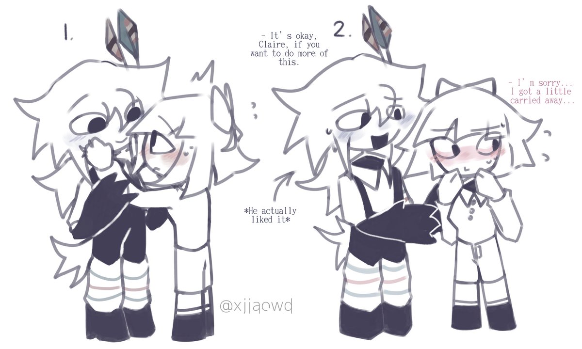 xjiaowd's tweet image. Another very old sketch with these sillies! :3
#FPE #fundamentalpapereducation #Engel #Claire #Enclaire #engclaire