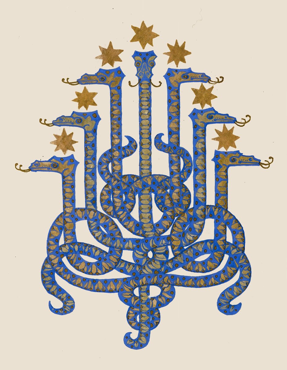 Illustration from the Herodias. Author: Stéphane Mallarmé; German translation: Stefan George; Illustration and book design: Melchior Lechter, Berlin, 1905. Collection: Württembergische Landesbibliothek, Stuttgart.

This page is a hand-crafted illustration from the German