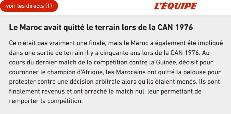 yabiladi_fr's tweet photo. Suite à notre article désintox épinglant le journal @lequipe au sujet de la fake news sur le match Maroc - Guinée lors de la CAN 1976, le média sportif de référence en France a supprimé la partie inventée.
https://t.co/nX8qdYp7id https://t.co/oegJGjcwPp