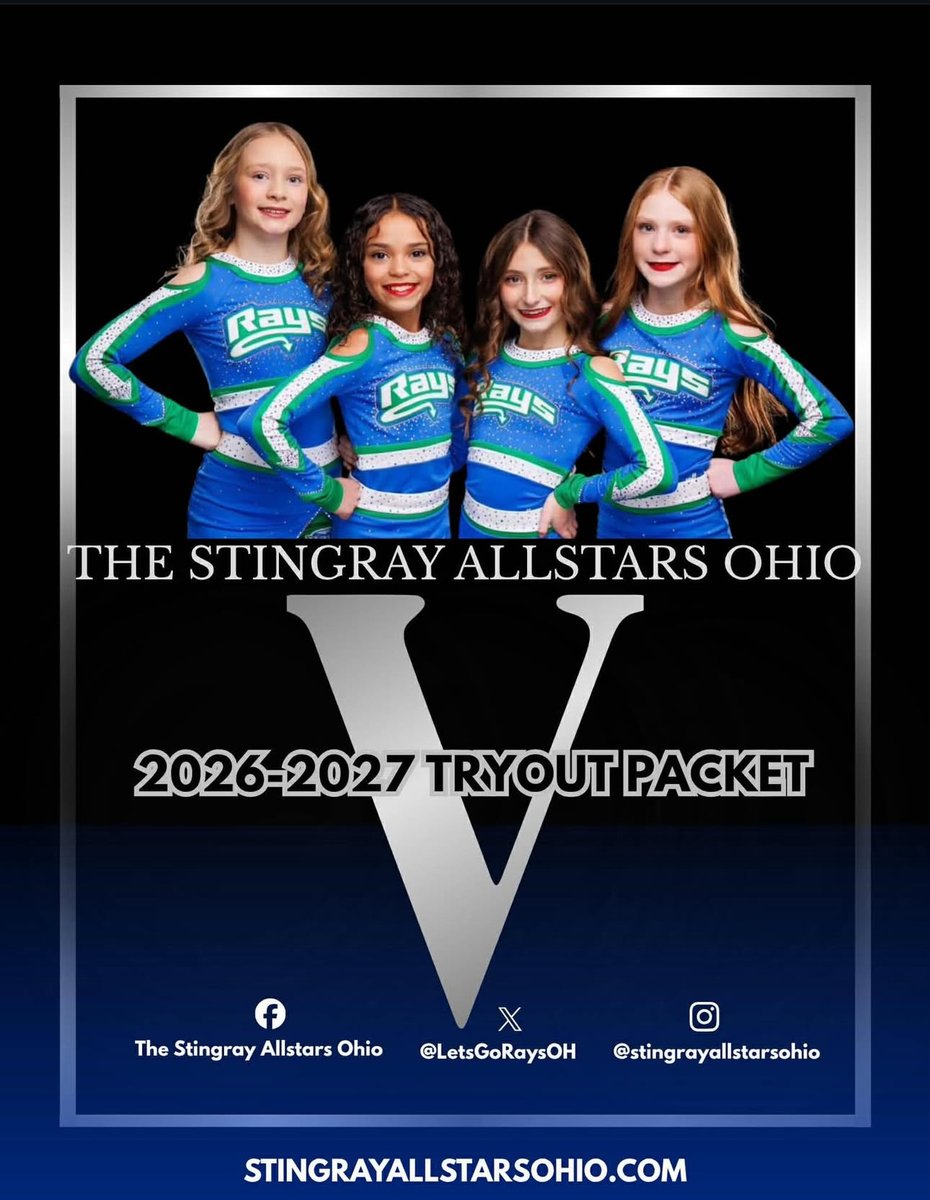 LetsGoRaysOH's tweet photo. Season V Tryout Packet- NOW AVAILABLE! Click the link below💙💚
https://t.co/MMEaEzVft0
#TheStingrayAllstarsOhio #OneofaKind #theBESTkind #RAYSthestandard #MOREthanagym https://t.co/zlNFpIKXh8