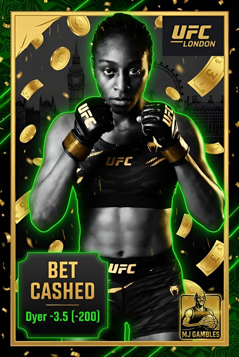 MJGambles's tweet image. 𝐏𝐑𝐄𝐌𝐈𝐔𝐌 𝐎𝐍𝐋𝐘 𝐂𝐀𝐒𝐇💰
✅Dyer -3.5 (-200)

𝙁𝙊𝙇𝙇𝙊𝙒 &amp;amp; JOIN 𝑷𝒓𝒆𝒎𝒊𝒖𝒎 below (𝟏𝟎% 𝑶𝑭𝑭) for more WINS like this!🤑👇🏽

#UFCLondon #UFC #MMA #UFC2026 #GamblingX #UFCParamount #MMATwitter #UFConParamount