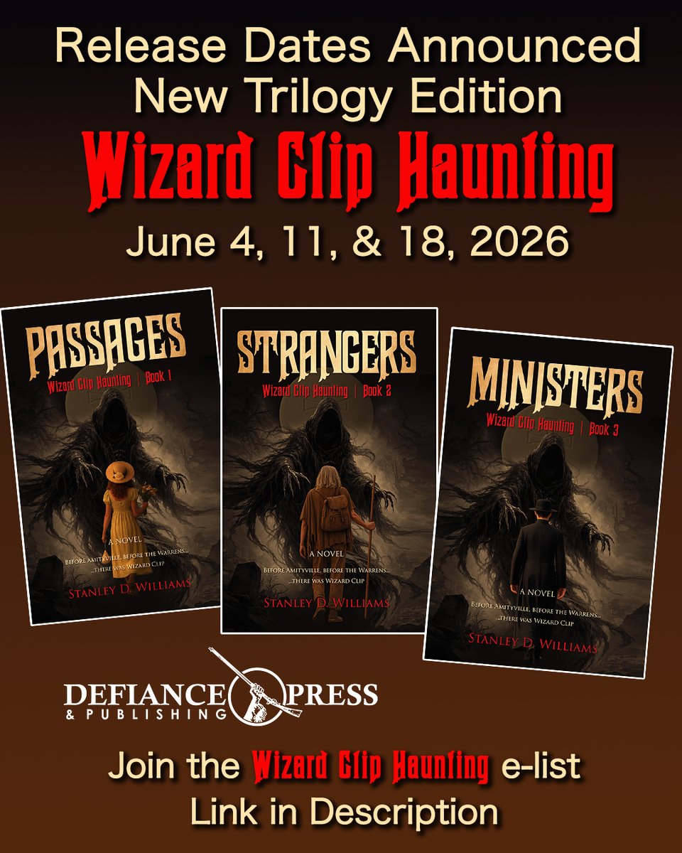 wizardclip.stanwilliams.com New Trilogy Edition from Defiance Press. June, 2026. Get on e-list for more information.
#trilogy #poltergeist #novel #EarlyAmericanHistory #WestVirgina #CatholicHistory