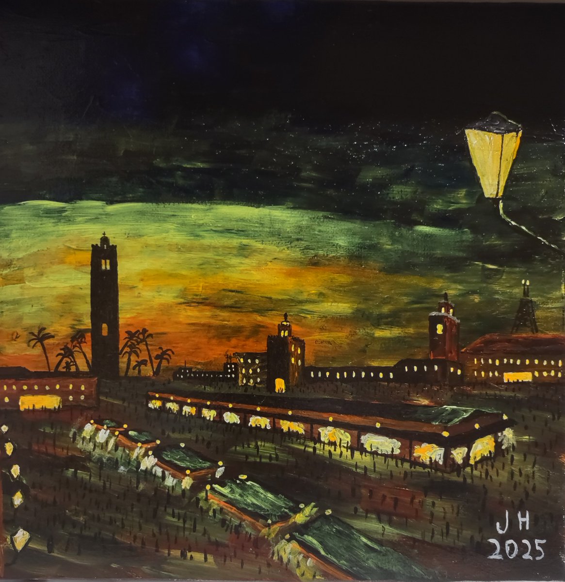 One of my pieces, Marrakesh Medina at Night, is going on display at the Global Rhythms Art Show in Kensington, MD lilykak.com/collections/22…