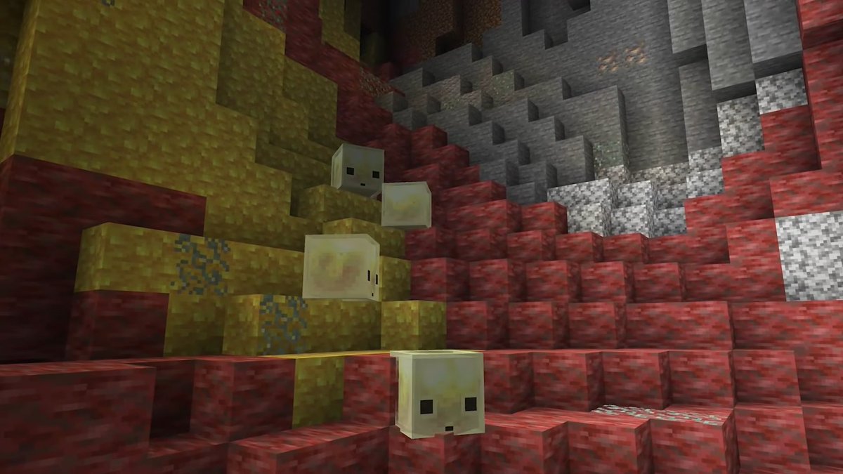 abc_kuma1025's tweet image. 新バイオームの"Sulfur Caves"には、"Sulfur Cube"という、友好的Mobがスポーンするらしい！
ブロックを吸収することができて、吸収すると動かなくなり、ボールのように飛ばすことができるみたい！
氷：滑る/羊毛：浮く/金属：重くなるなど、ブロックによって挙動も変わる！
#Minecraft
#MinecraftLIVE