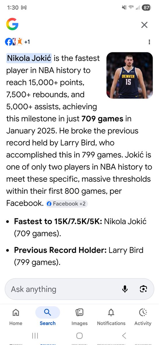 BillFerrisJr's tweet photo. @nuggets @crumley_kevin @MyKingSoopers Joker did this in 709 games, while Larry Legend did it in 799 games.  Grateful it is not entitled LeBron as the only other player... https://t.co/sEBJRVSnE2