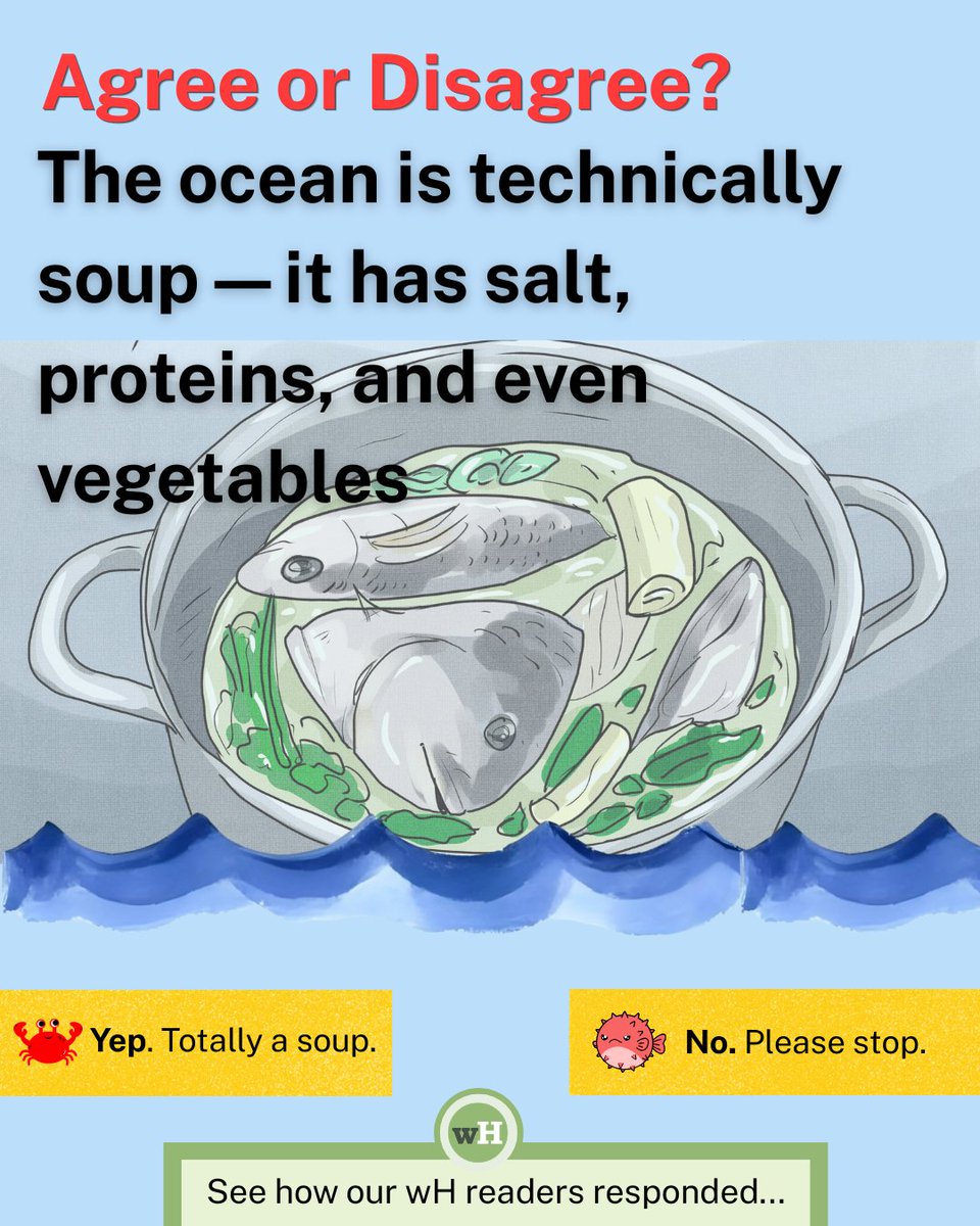 wikiHow's tweet image. If you said yep, the ocean is just one vast, salty seafood gumbo...only 32% of people agree with you! 😬 Take the full Crazy Hot Takes quiz here: wikihow.com/Crazy-Hot-Takes🦀

#wikihow #quiz #hottake