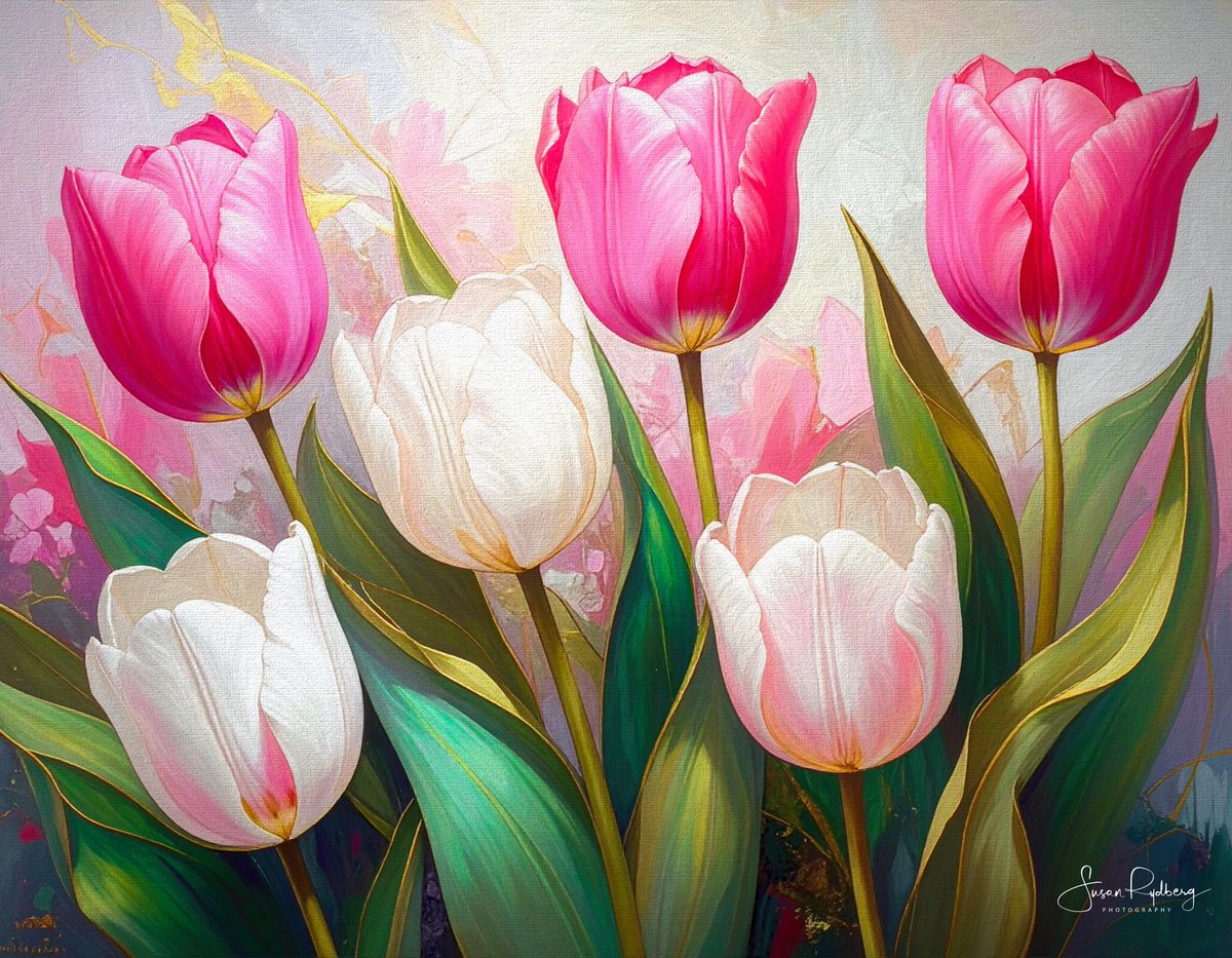 SusanRydberg's tweet photo. A serene arrangement of pink and white tulips unfolds in quiet elegance, their delicate petals gently illuminated against a softly blurred background.  

@ Susan Rydberg

#TulipArt #FloralFineArt #SpringFlorals #BotanicalBeauty #SoftFocusArt
#PinkTulips #WhiteTulips #SereneArt #NatureInspired #FloralPhotography
#PastelFlowers #ElegantFlorals #CalmingArt #ContemporaryFloral
