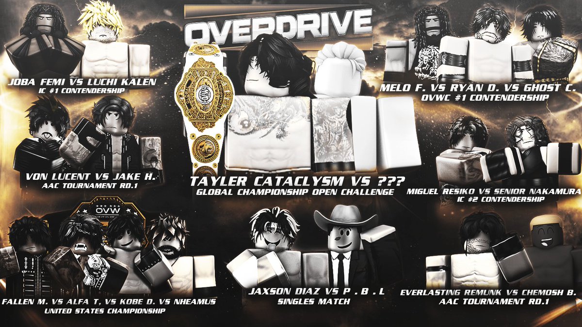 🚨 HERE’S THE FULL CARD FOR OVW OVERDRIVE TONIGHT 🚨

🏆 USC is on the line

❓ Who is stepping up to accept Tayler’s open challenge?

🔥 OVWC #1 Contender is officially set

🏅 AAC #1 Contender Tournament KICKS OFF

💥 IC contenderships are up for grabs