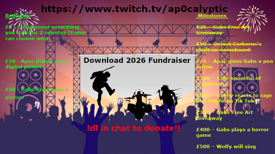 qApocalypticp's tweet photo. The apocalypse returns! We're live and today we'll be playing some Dead by Daylight custom matches for some chill out fun! We're still pushing strong in our Download fundraiser! If you'd like to help out and come join us to find out how! https://t.co/bqDAo3aJR5 https://t.co/TsLz6YWErs