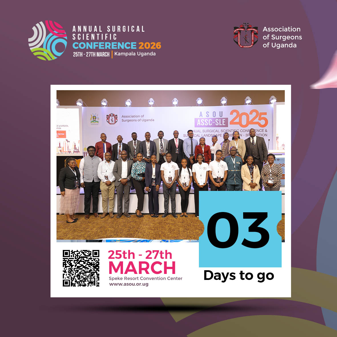 ASOU_Official's tweet image. 3 DAYS LEFT. 🕒
The Annual Surgical Scientific Conference starts next week at Munyonyo!
Stop scrolling and start registering. Secure your seat today to join the leaders shaping the future of surgery. 
👉 Register here: asou.or.ug
#LastCall #SurgicalConference