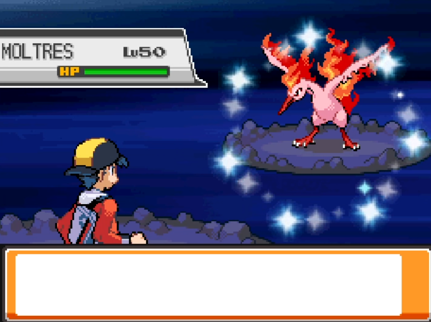 Shiny Moltres in HeartGold after 6,652 resets! 

I spent nearly an hour and around 100 balls to try to catch it in a Love Ball but wasn't successful and had to Master Ball it. Kind of a bummer but still sick shiny to round out the trio. Onto Mewtwo
