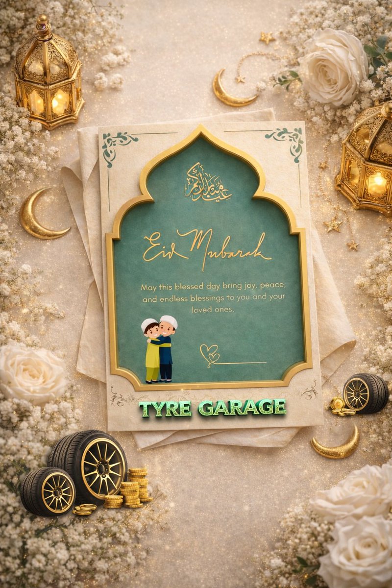 GarageTyre's tweet photo. Eid Mubarak .
Khushiyon ke is mauke par, apni gaadi ko bhi perfect condition mein rakhiye.
Safe ride, happy ride
#TYREGARAGE
#EidCelebrations https://t.co/y6am15jFI5