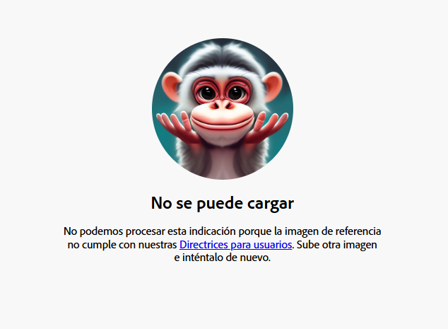 Pero lpm es imposible trabajar con Adobe Firefly generando material IA de video o imagen.
Es una mierda woke que si no hacés pelotudeces infantiloides, te rechaza los pedidos porque "no cumple con nuestras Directrices para usuarios".