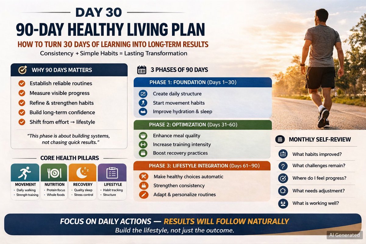 GothandanR's tweet image. 90 Days of Consistency Can Change Everything (AI Supported)

Big change doesn’t come from big effort.

It comes from:
• Small habits
• Daily consistency
• Simple routines

Stay consistent long enough to see results.

#HealthyAging #FitAfter50 #90DayPlan #HealthyHabits