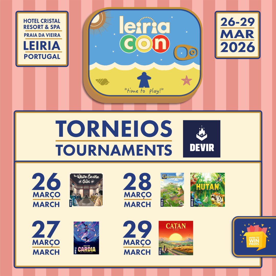 LeiriaCon's tweet photo. Torneiros/Tournaments
@DevirPortugal

Inscrições aqui:
Register here:
https://t.co/SWKHCT1K5k

#leiriacon https://t.co/OMi3q8sAmZ