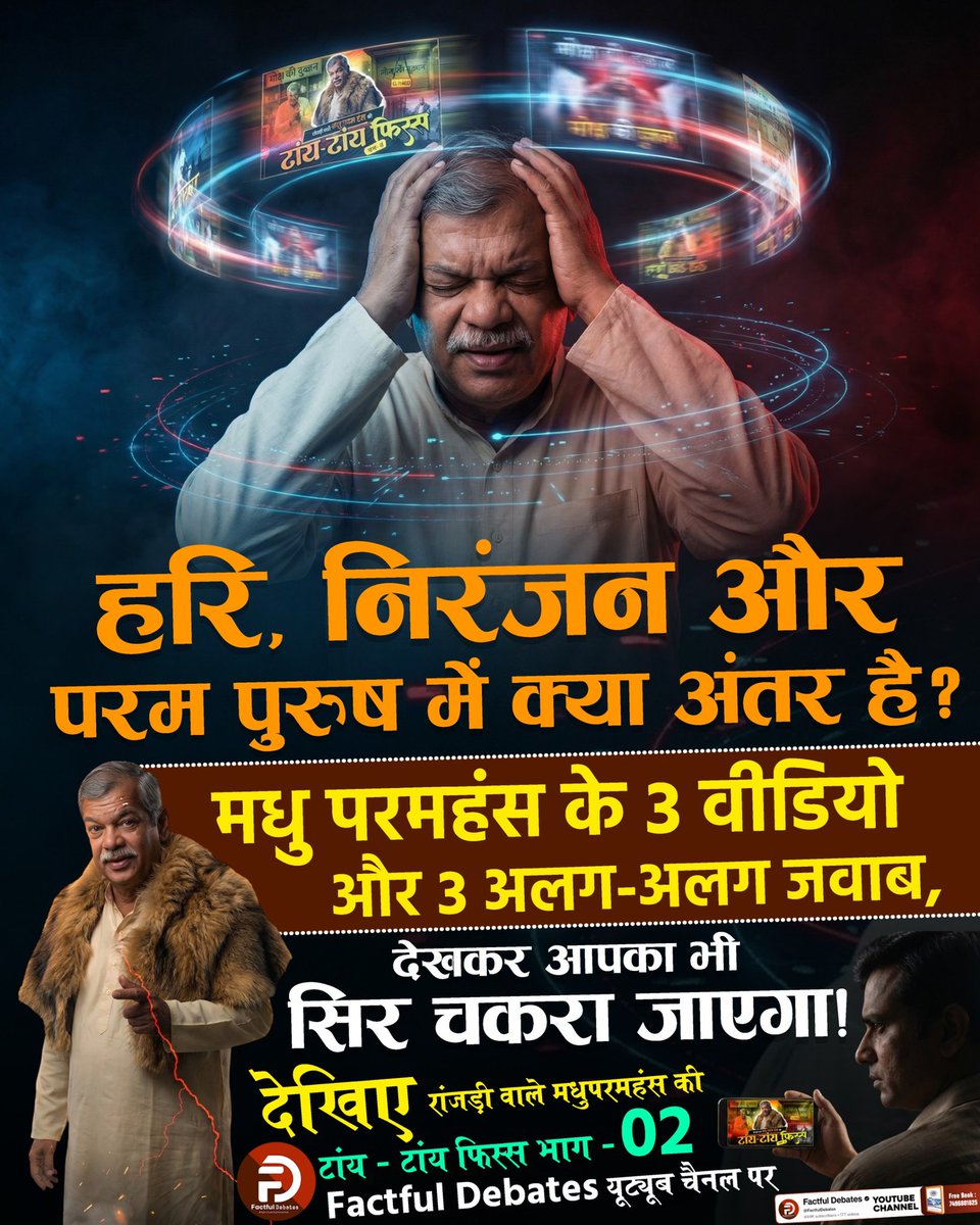 #मधुपरमहंस_की_टांयटांय_फिस्स2
शेर की खाल में छिपी सच्चाई: जानिए संत रामपाल जी महाराज ने कैसे मधु परमहंस की ही किताबों से उनके अज्ञान की पोल खोल दी।

Factful Debates YtChannel