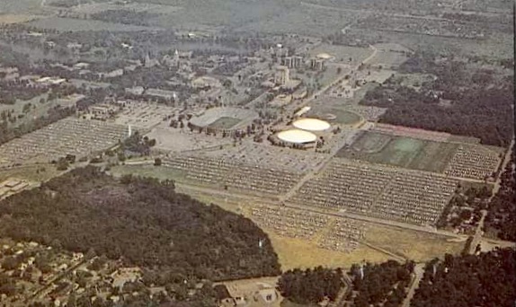 Quite the aerial showing Notre Dame's campus, looking north, during an RV convention.  😮