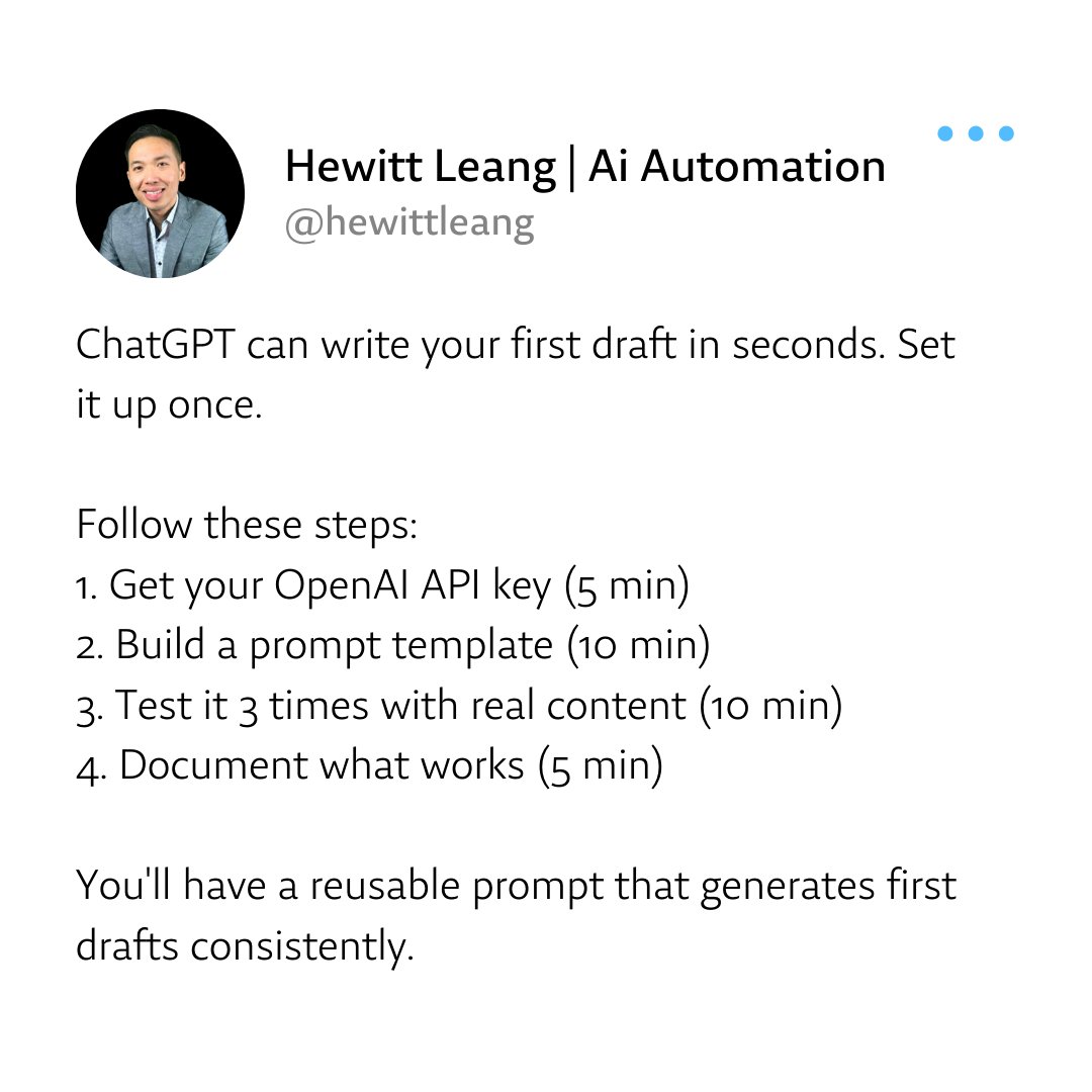 HewittLeang's tweet photo. Could setting up ChatGPT be this simple with just a few steps?
#AIwriting #ChatGPT #AutomationTips https://t.co/rBp1ahhX6o