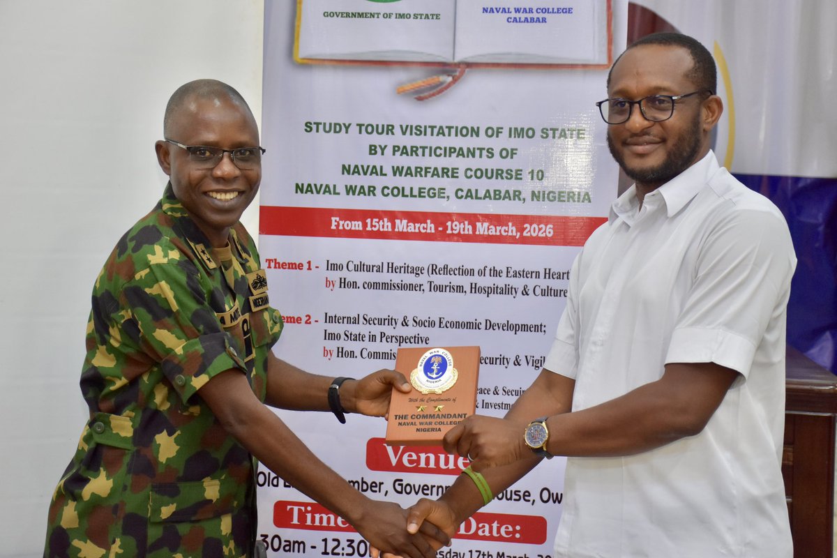 NWCN_Calabar's tweet photo. Participants of Naval Warfare Course 10 successfully conducted an environmental study tour to Imo State from 15 – 19 March 2026.

Read more: https://t.co/1YN2ww49hv https://t.co/A3AaCRvU36