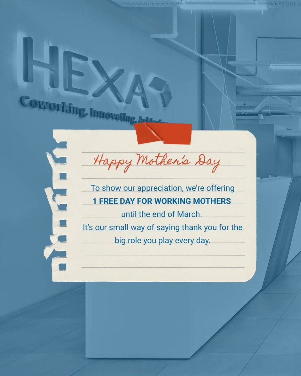 Hexa_Lb's tweet photo. Happy Mother’s Day to the real multitaskers 🧡

To every mom balancing work, family, and everything in between… we see you.

Enjoy a FREE day at HEXA, our small way to say thank you

Book your spot now

#hexa #coworkingspace #mothersdaygift https://t.co/ZwtdeAYvsQ