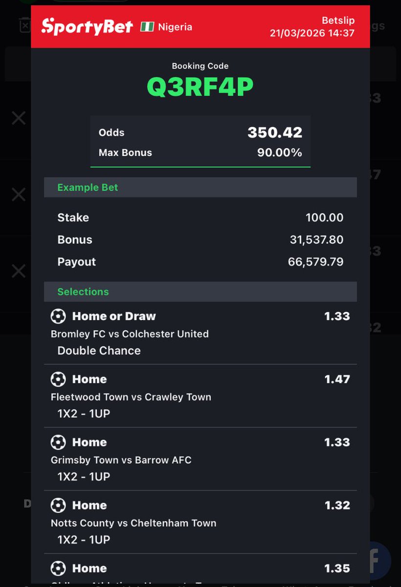 Today games only ✅

Q3RF4P

Kicks off 4pm✅