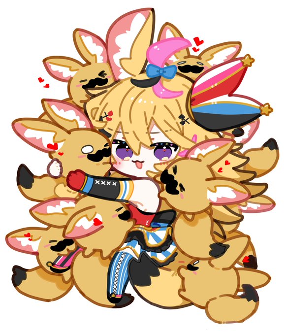 座員君まみれな愛されまくりなポルカちゃん🎪 #絵まる 