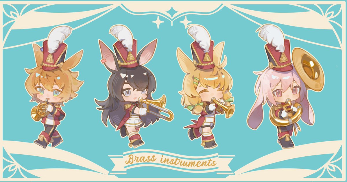 muwuyou188929's tweet photo. ✨Rhode Island Bunny Band✨ ₍ᐢ..ᐢ₎  - Brass instruments

#Arknights  #アークナイツ  #April  #Ansel #Kroos #Leonhardt https://t.co/Cuxet0JIhF