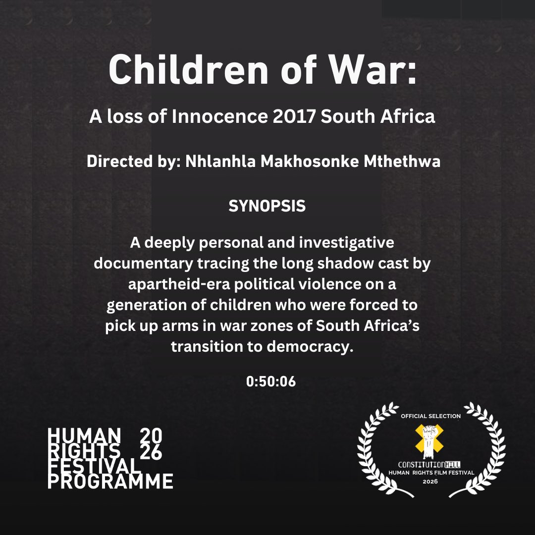 MmabathoMontsho's tweet photo. @VisitConHill A very touching film about Thokozaβs children in the 90s made by documentarian and archivist Nhlanhla Mthethwa
#HRFF2026 #ConHill #HumanRightsDay https://t.co/94IX9Qtq5r