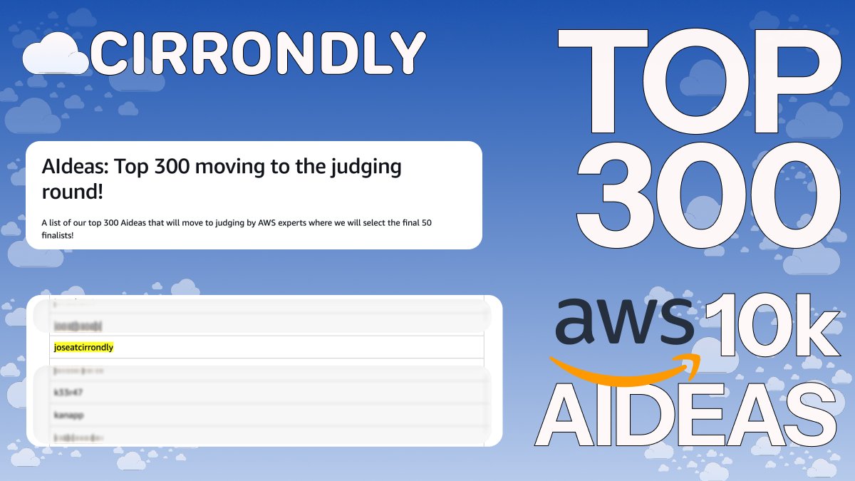 CirrondlyLog's tweet photo. Today Cirrondly is Top 300 out of 10,000+ submissions in the AWS AIdeas competition.
I'm building an AI agent that finds and fixes cloud waste. Because a founder losing $15,000 on a forgotten config shouldn't happen.
We keep building. ⚾️ https://t.co/but0yIZZMC