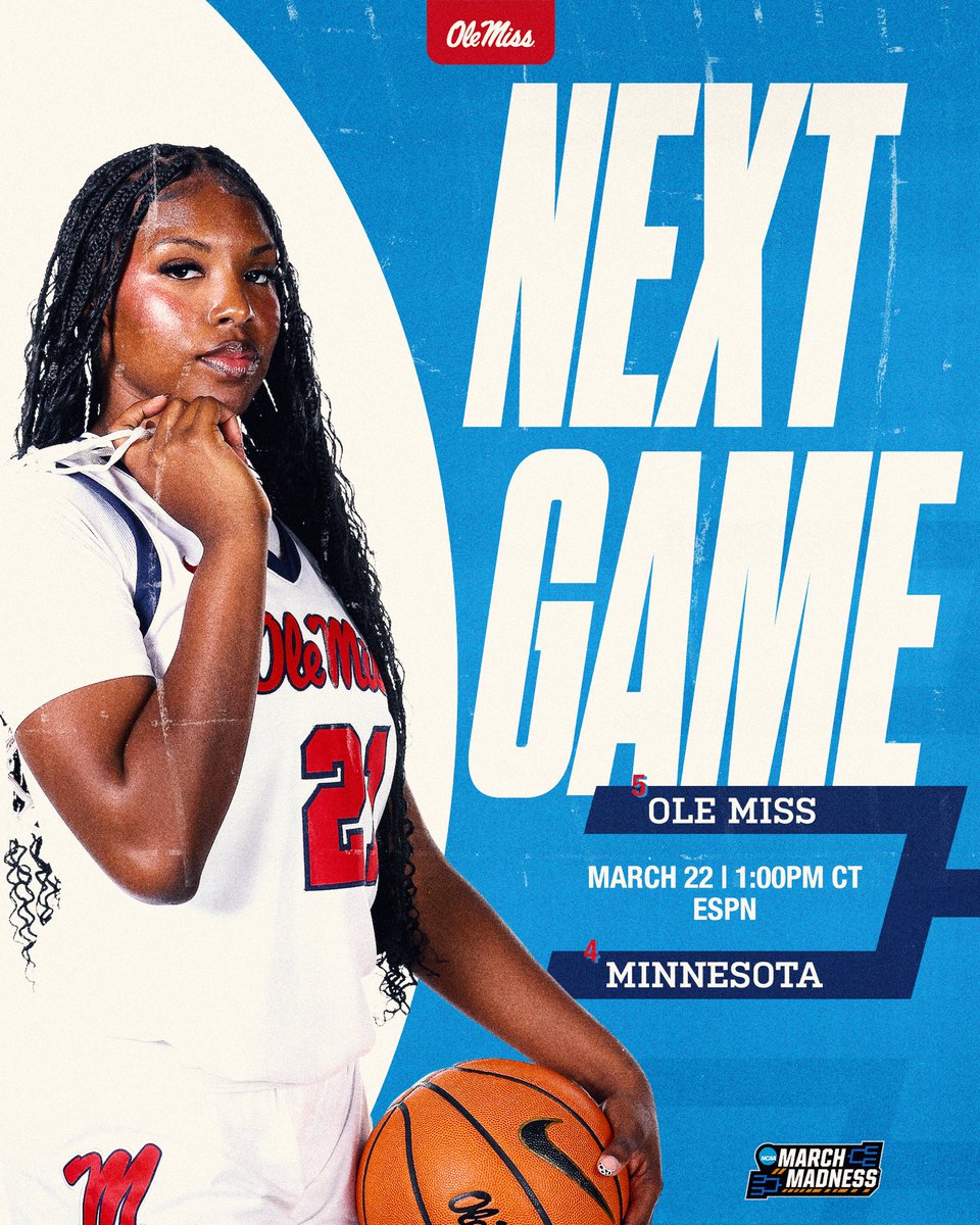 Up Next ⏭️ Rebels @ Minnesota 🐿️
Tomorrow 1:00PM | NCAA Round 2

#HottyToddy x #MarchMadness