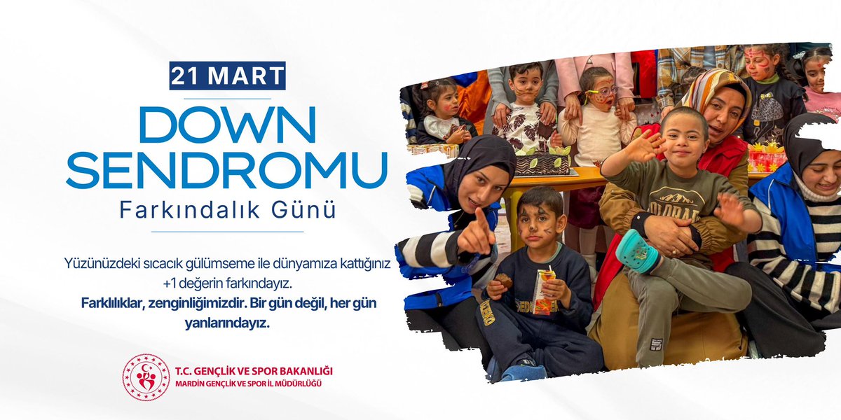 Sevginin, sabrın ve farklılıkların en güzel haliyle hayatımıza değer katan Down sendromlu bireylerimizin 21 Mart Dünya Down Sendromu Farkındalık Günü’nü en içten dileklerimle kutluyorum.

Down sendromu bir hastalık değil, genetik bir farklılıktır. Bu özel bireylerimiz;