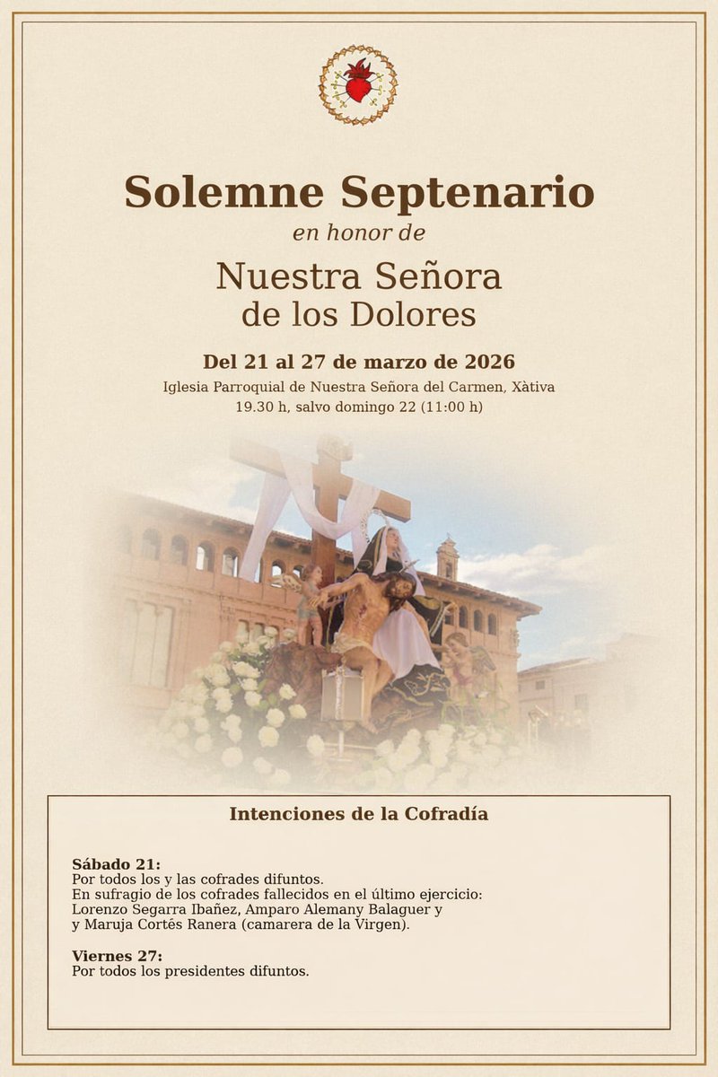 Cofrade de la Dolorosa: Hoy, primer día de Septenario.
#SemanaSanta #semanasanta2026 #semanasantaespaña
#semanasantasetabense
 cofradedolorosa.blogspot.com/2026/03/hoy-pr…