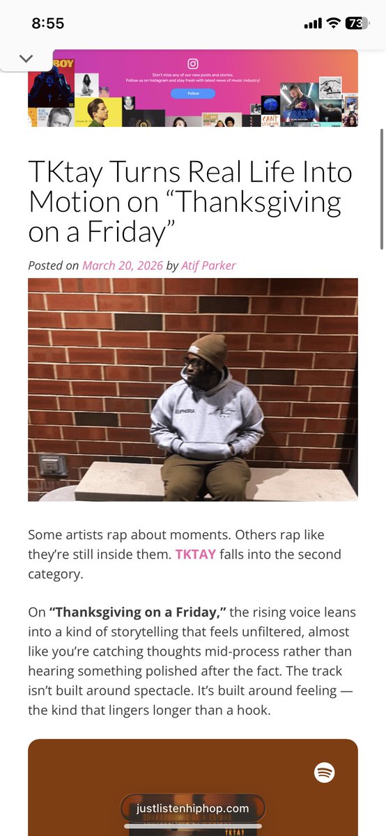 tktay31's tweet photo. Yoooo go check out this article and listen to my song Thanksgiving On A Friday it’s out everywhere https://t.co/E1wgDjDZ7U https://t.co/Ds7GmhDRjO