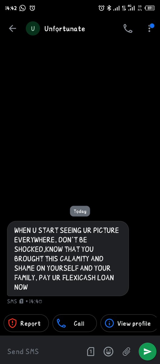 Rayohtweet's tweet photo. @flexi_ng @palmpay_ng these are the messages I've been receiving from your staff. It has only been late for one day and I believe @fccpcnigeria made it very clear that loan apps are not meant to harass people. Just one day and you're threatening me with obituary pictures https://t.co/3hsNwUy6Ul