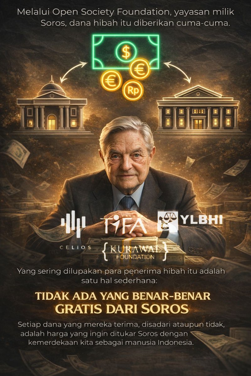 mimstash's tweet photo. Asing bisa masuk lewat opini, framing, hingga agenda setting yang halus. Jangan cepat percaya, jangan mudah terpancing. Tetap kritis membaca isu tentang George Soros dan jaringan global.
#CekFaktaDulu #FaktaAtauFraming #BerpikirKritis #JanganAsalPercaya https://t.co/cdAJWc4Smt