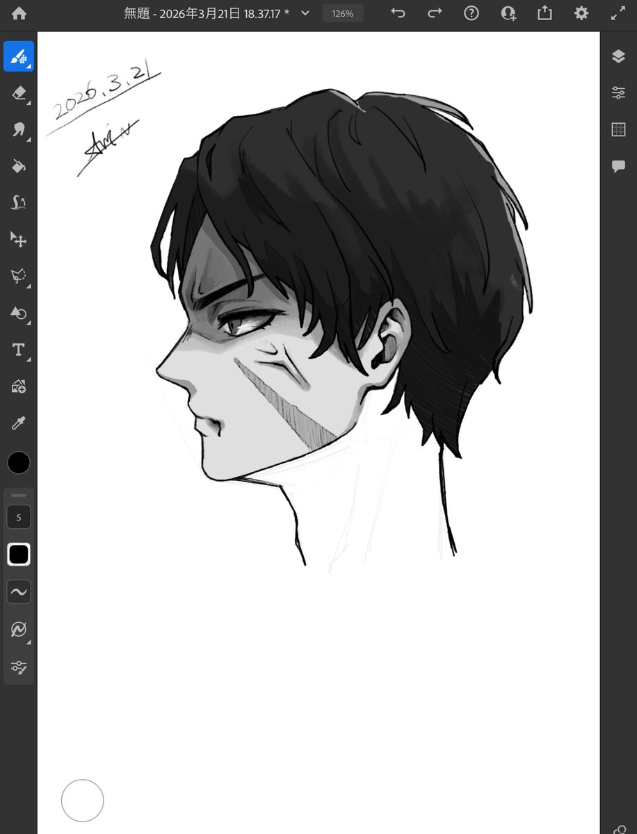 Aripxdg's tweet photo. 今までで���番良い横顔描けた
色塗りまだだけど満足したで寝る https://t.co/SJWCSH3uqa