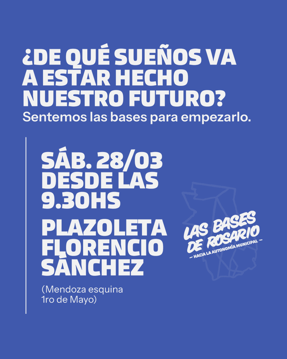 Mariano_Romero5's tweet photo. Después de años de pelea, Rosario consiguió su autonomía. Pero la historia recién empieza. El próximo paso es escribir la Carta Orgánica. 

Si esa discusión se da entre cuatro paredes, el futuro va a ser mezquino. Por eso tomamos la posta. Lanzamos Las Bases de Rosario: encuentros abiertos para acuerdos reales.

Empezamos el próximo sábado.