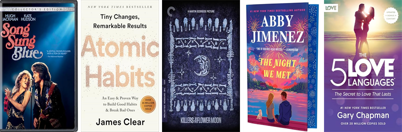 Topsfield_Lib's tweet photo. This week the Topsfield Town Library has 165 new books, two new movies, and one new music CD.  New items include Song Sung Blue, Atomic Habits, Killers of the Flower Moon, The Night We Met, Finlay Donovan Crosses the Line, and The 5 Love Languages. https://t.co/tnOeZ1NpxZ https://t.co/5dRRttAl18