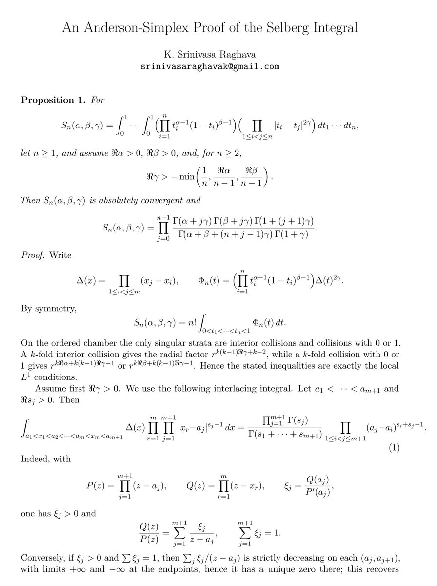 𝐒𝐫𝐢𝐧𝐢𝐯𝐚𝐬𝐚 𝐑𝐚𝐠𝐡𝐚𝐯𝐚 ζ(1/2 + i σₙ )=0 tweet media