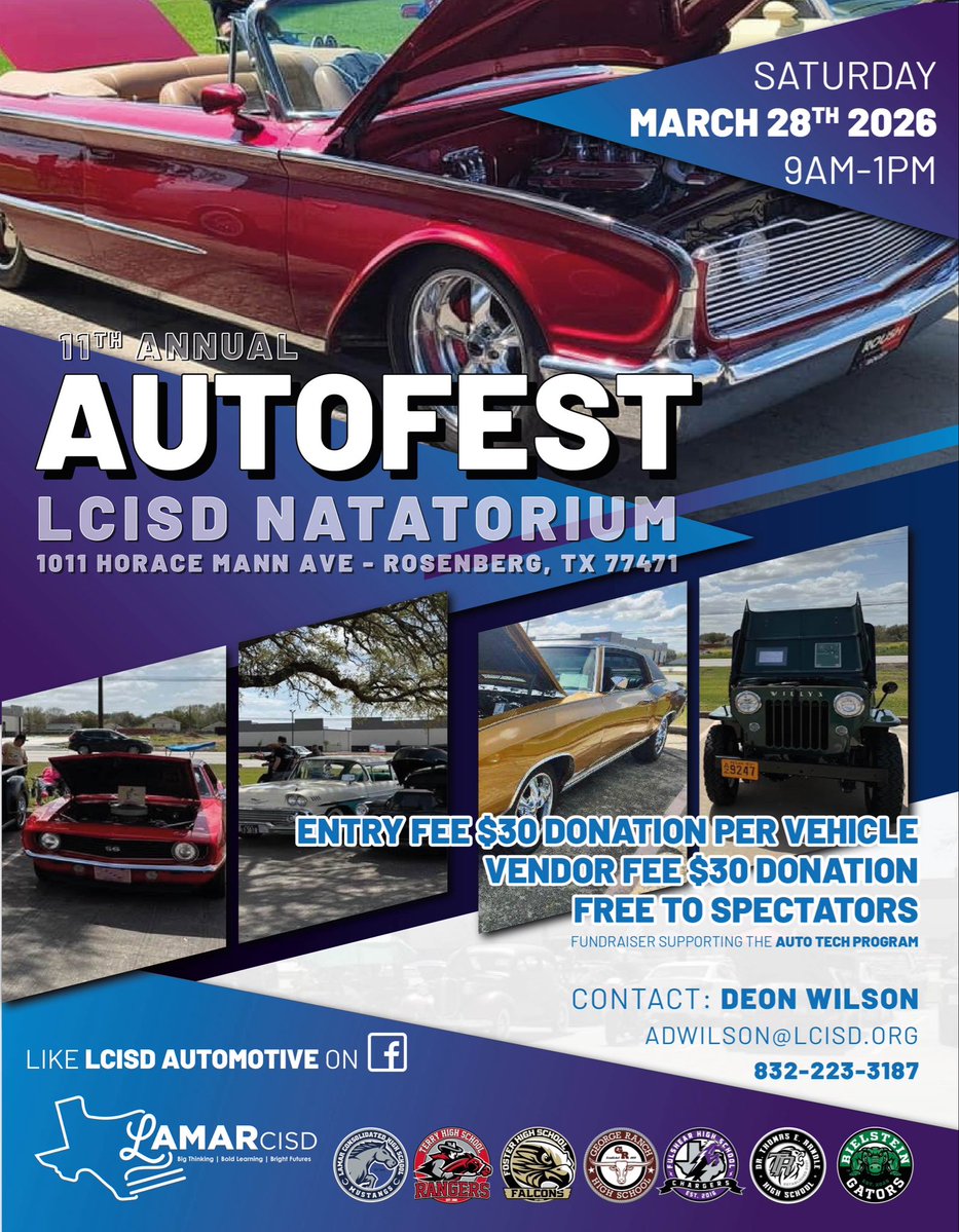 Come out to support the students of the Lamar Consolidated Automotive program.