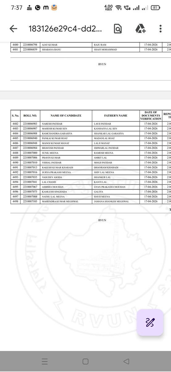 टेक्निकल हेल्पर मेंस एक्जाम रिजल्ट जारी 
कुल 4498 स्टूडेंट्स को डॉक्यूमेंट वेरिफिकेशन के लिए बुलाया गया है 1अप्रैल से 17 अप्रैल तक डॉक्युमेंट्स वेरीफिकेशन होगा 
पास होने वाले सभी विद्यार्थियों को उज्जवल भविष्य की हार्दिक शुभकामनाएं !
<a href="/VIKASSAINI____/">Vikas saini</a>