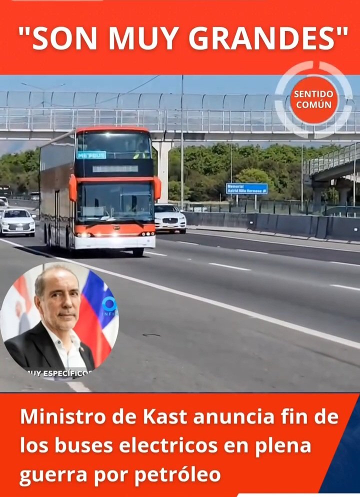 En Chile Feito Con <a href="/joseantoniokast/">José Antonio Kast Rist 🖐️🇨🇱</a> no sólo Chile si se va a caer a pedazos,  va a ver un retroceso grave. Ahora quieren eliminar los buses eléctricos. Este payaso no va a terminar su mandato.