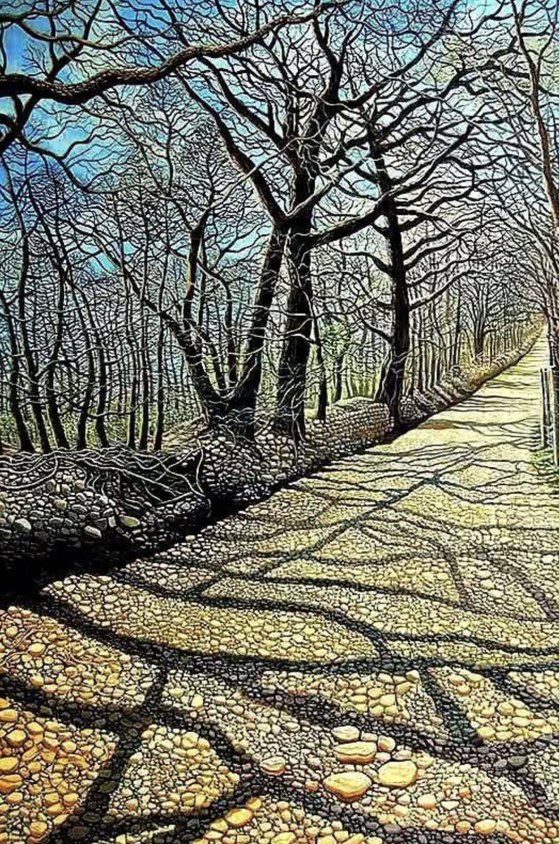 MClaudeHawkes's tweet photo. There is a fantastic variety of patterns in this picture, from the pebbles on the path to the tree branches, and more in between. Today’s choice for my #EasterSpringArt26.
Philip Huckin (b.1952), 🇬🇧artist
Spring Light, 1997 https://t.co/DvYN8uMeT8