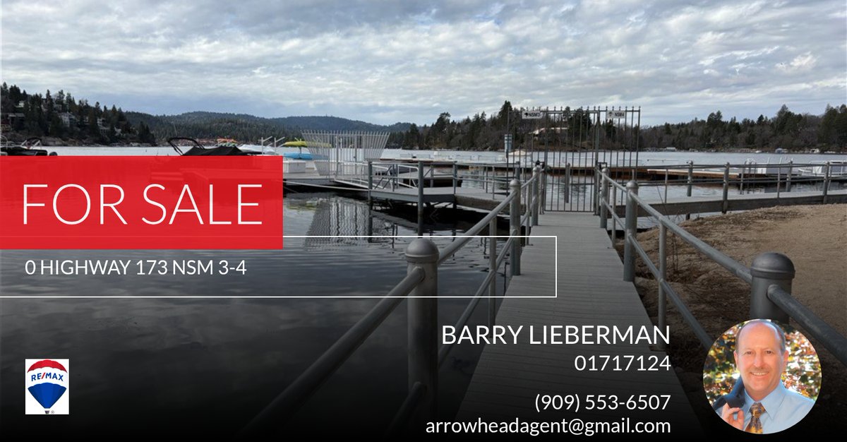 BarryLieberman8's tweet photo. Are you looking for a boat slip in Lake Arrowhead? If so, check out this listing before it's gone! Just 4 years old, by beach, park, marina, store &amp; Parking! Least expensive dock on the lake!  Give me a call at (909) 553-6507 for... https://t.co/Vl5FsvWSpa https://t.co/6HNmGu9OSS