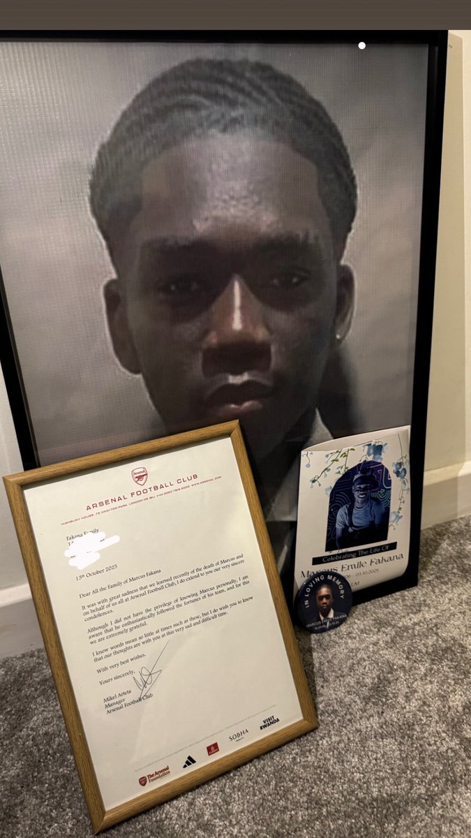 Had to frame this letter for little bro, he would defo be enjoying this season, miss watching games with him differently, my family appreciates this @arsenal <a href="/m8arteta/">Mikel Arteta</a> 

Long live Markz ❤️‍🩹❤️‍🩹
