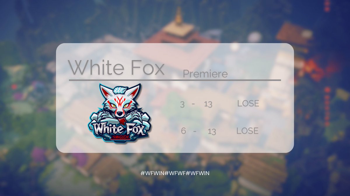 WhiteFox240801's tweet image. 【VALORANT　Premier】
本日行われたPremierの結果をご報告いたします。

１戦目　　3ー13   Lose
２戦目　　6ー13   Losn

今回は残念な結果になってしまいましたが、また来週もがんばりますので、応援よろしくお願いいたします！

#VALORANT  #WFWIN #Premier