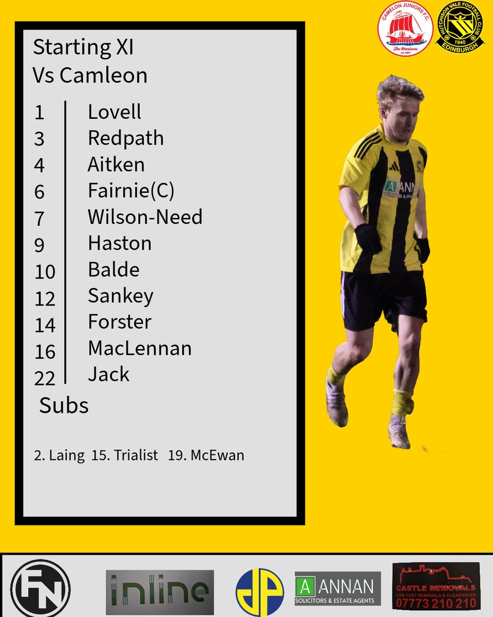 Team news 📋 

Today’s XI vs Camelon Juniors
