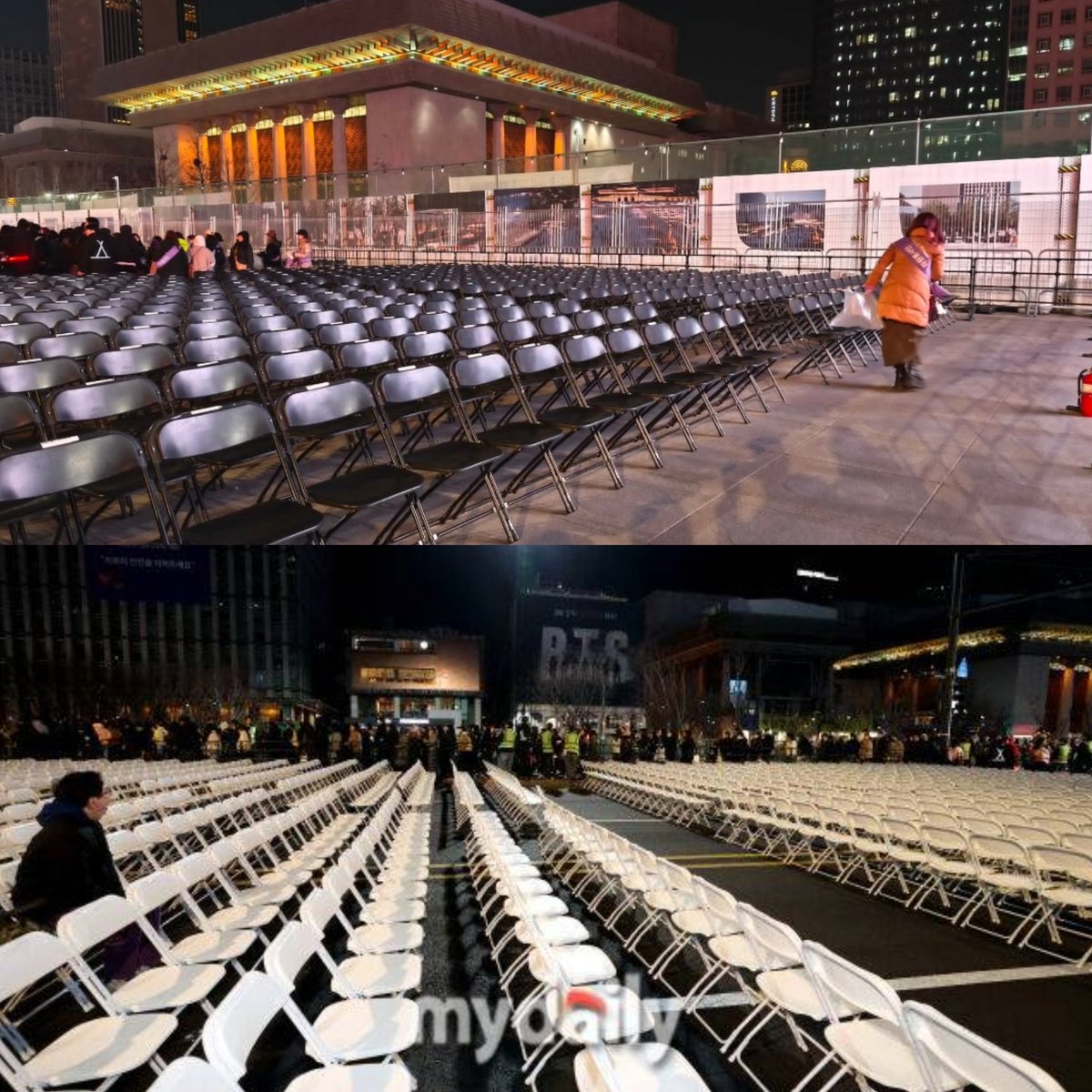 winnttaebear's tweet photo. ARMYS LEAVING THE VENUE CLEAN. SO PROUD OF YOU ARMYS. https://t.co/YndCELLeJc