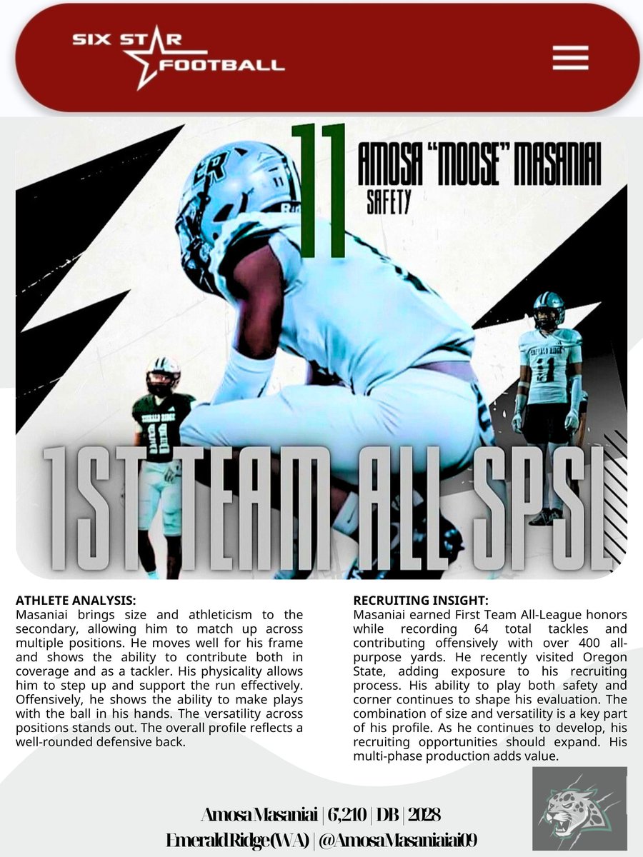 Amosa Moose Masaniai 🫎 2028 SAF/WR/KR #11 tweet media